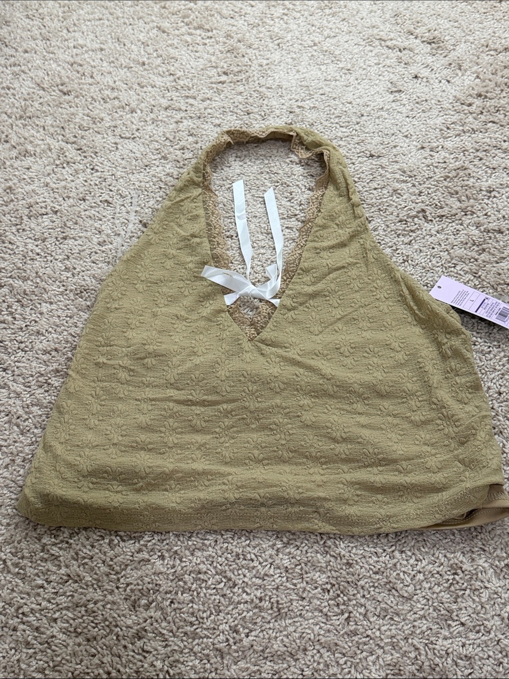 wild fable Olive Green Lace Halter Tank Top
